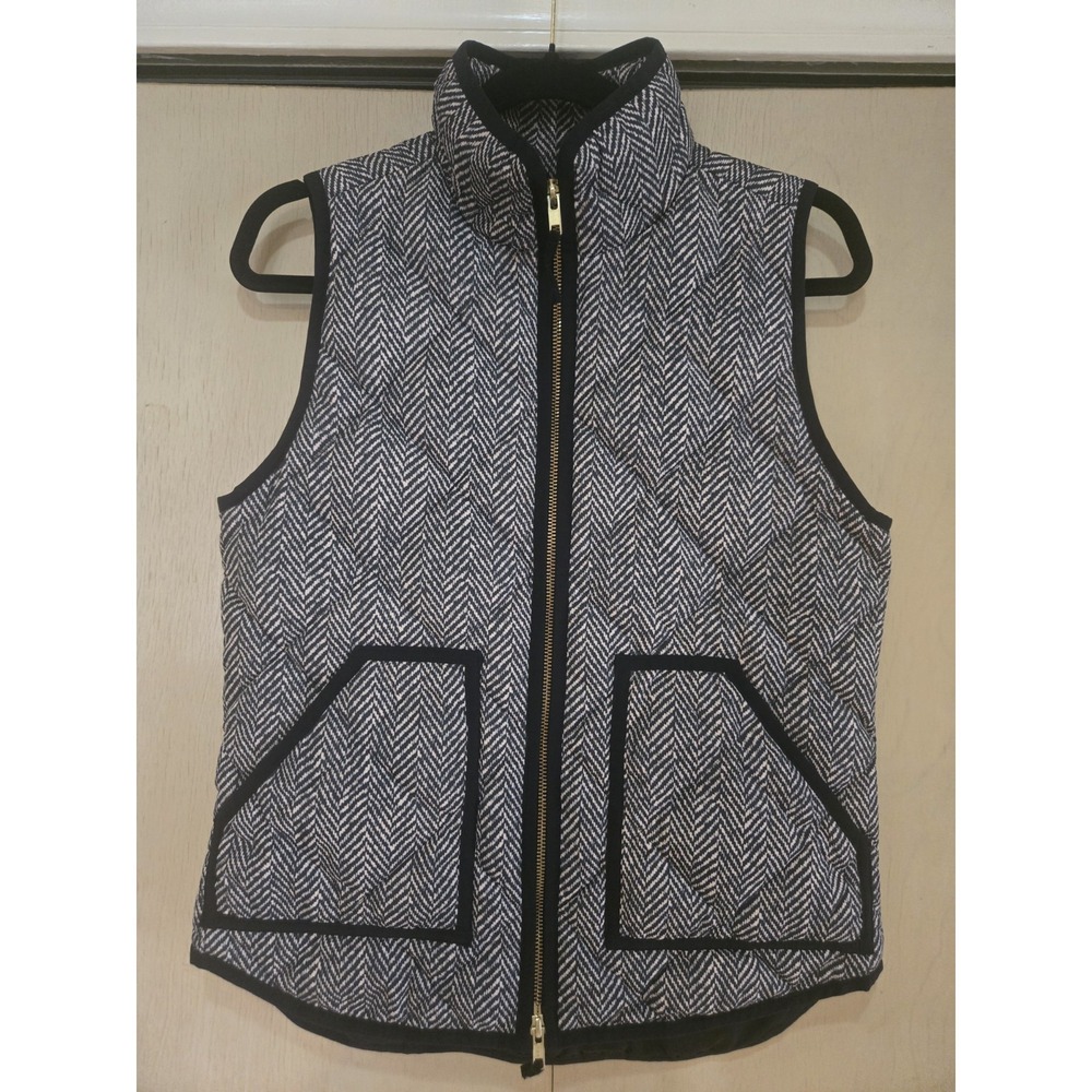 J.Crew Factory Gray Herringbone Down Blend Quilted Puffer Vest Women's XS